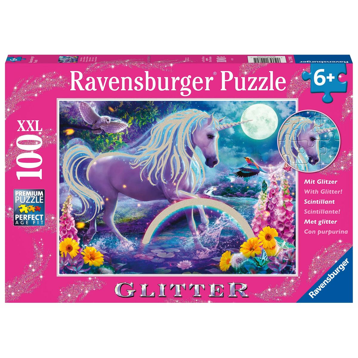 Puzzle Ravensburger 12980 Unicorn Glitter XXL 100 Pieces Puzzle Ravensburger 12980 Unicorn Glitter XXL 100 Pieces