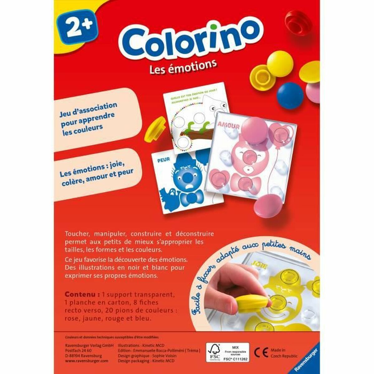Educational Baby Game Ravensburger Colorino – Emotions Yellow Pink (French) (FR)