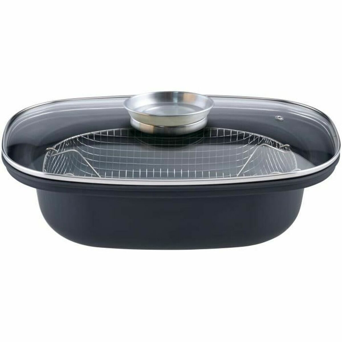 Frying pan with basket GSW 414593 Black Glass Stainless steel Enamelled Steel Frying pan with basket GSW 414593 Black Glass Stainless steel Enamelled Steel