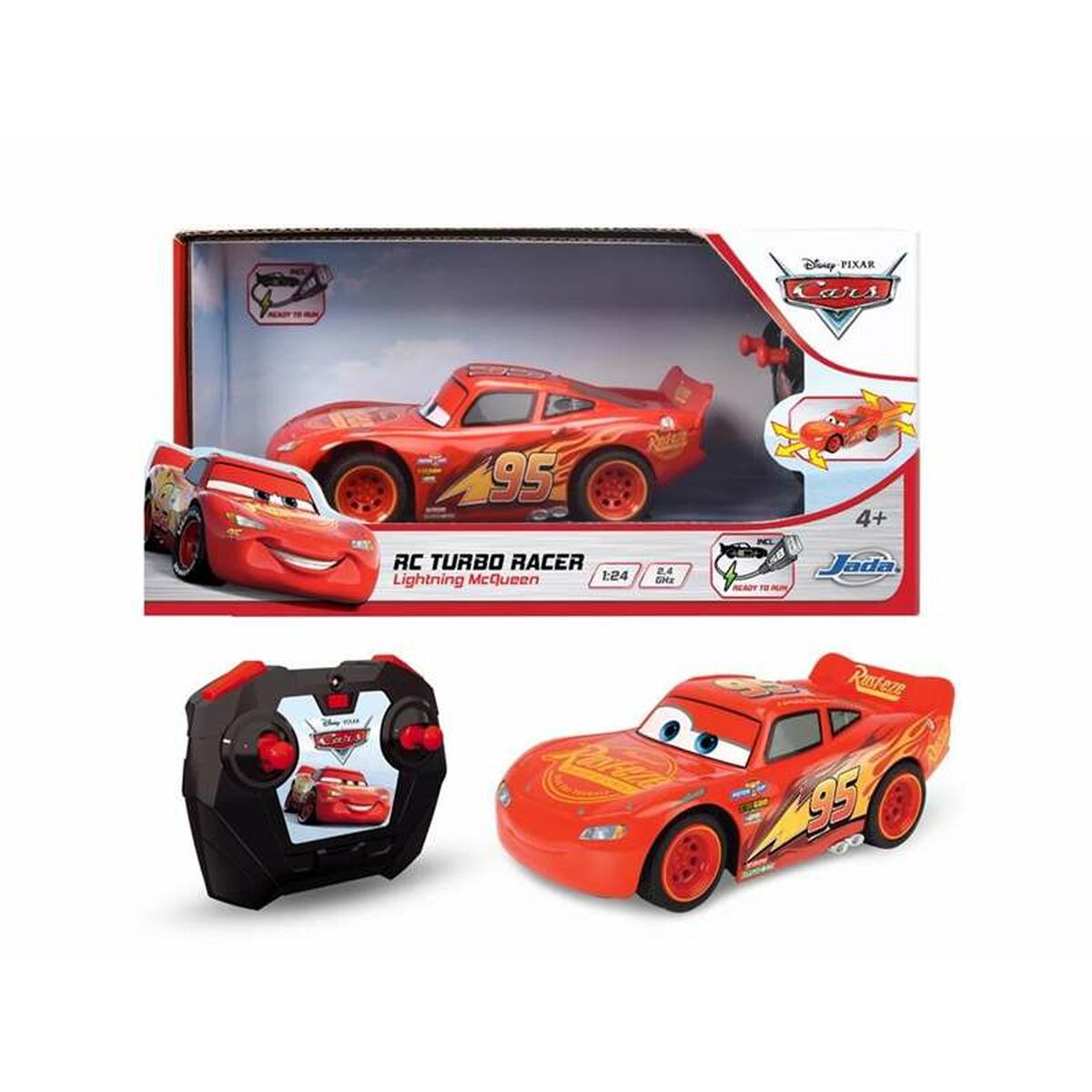 Remote-Controlled Car Cars Turbo Racer Lightning McQueen 1:24 17 cm Remote-Controlled Car Cars Turbo Racer Lightning McQueen 1:24 17 cm