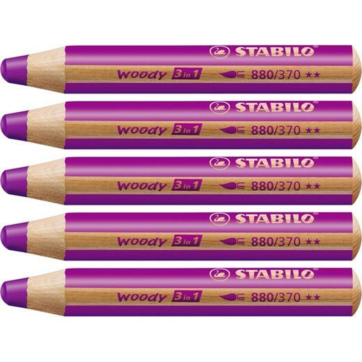 Colouring pencils Stabilo Woody Lilac 3-in-1 (5 Units)