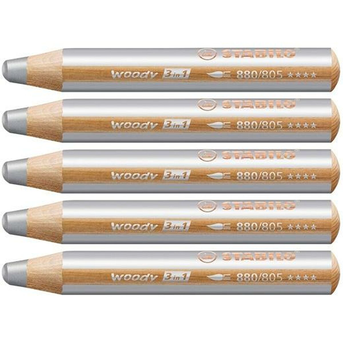 Colouring pencils Stabilo Woody Silver 3-in-1 (5 Units) Colouring pencils Stabilo Woody Silver 3-in-1 (5 Units)