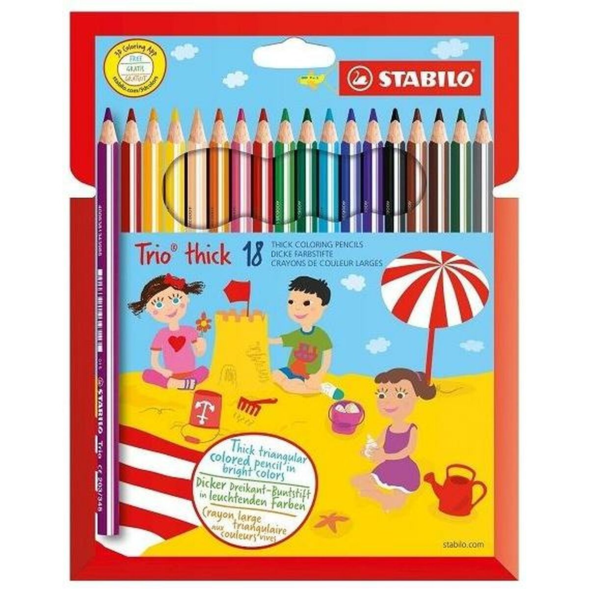 Colouring pencils Stabilo TRIO THICK Multicolour 18 Pieces (6 Units)