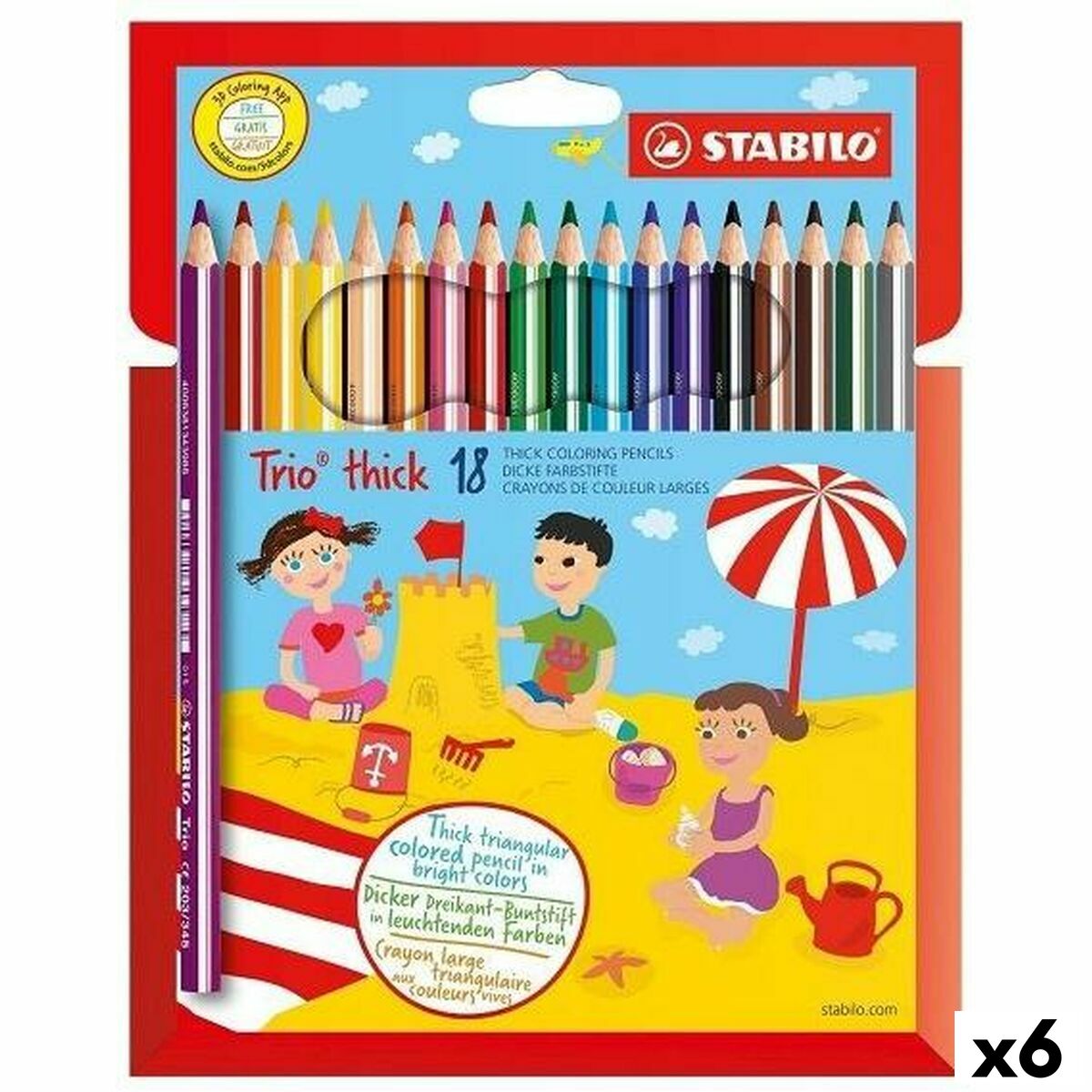 Colouring pencils Stabilo TRIO THICK Multicolour 18 Pieces (6 Units)