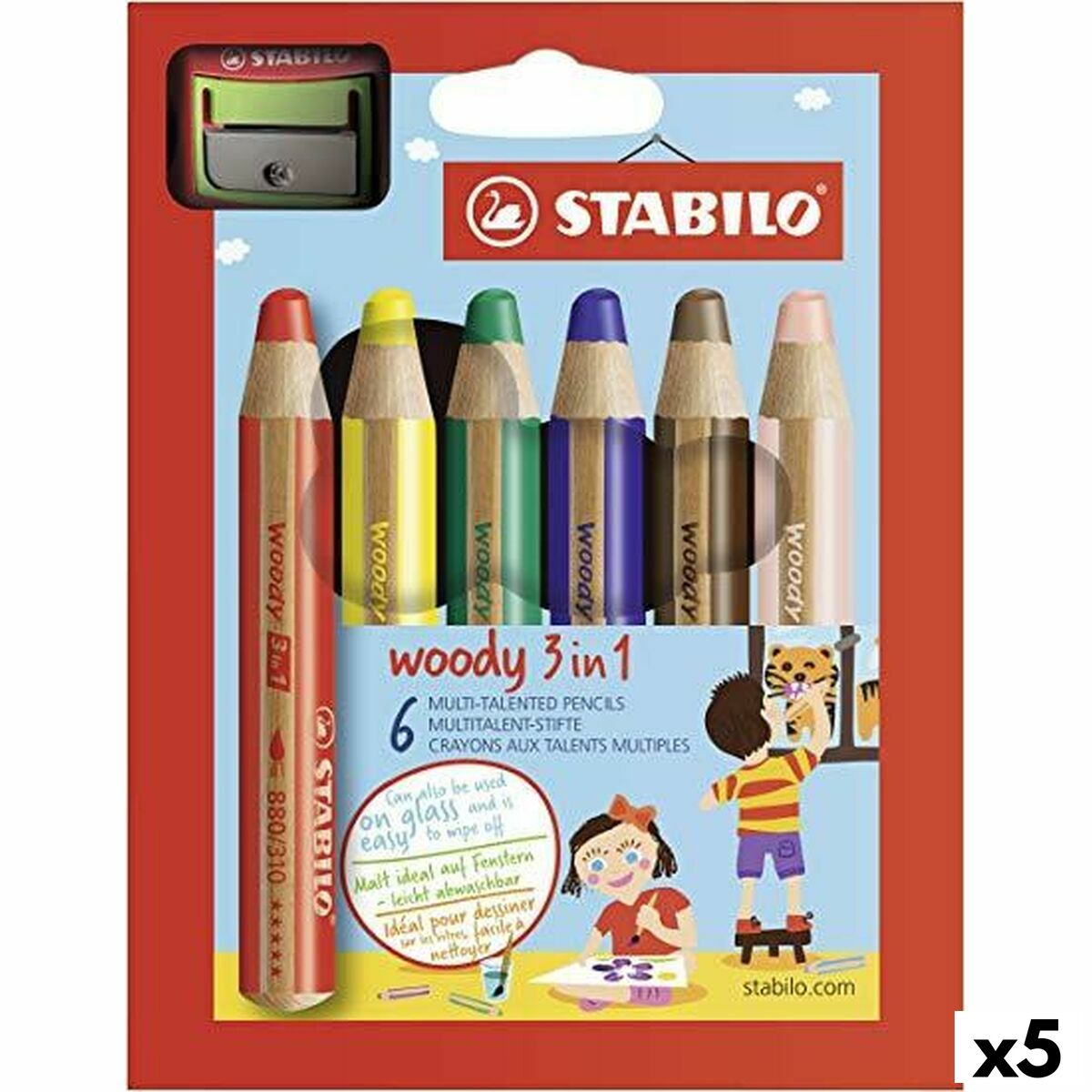 Colouring pencils Stabilo Woody Multicolour 6 Pieces (5 Units) Colouring pencils Stabilo Woody Multicolour 6 Pieces (5 Units)