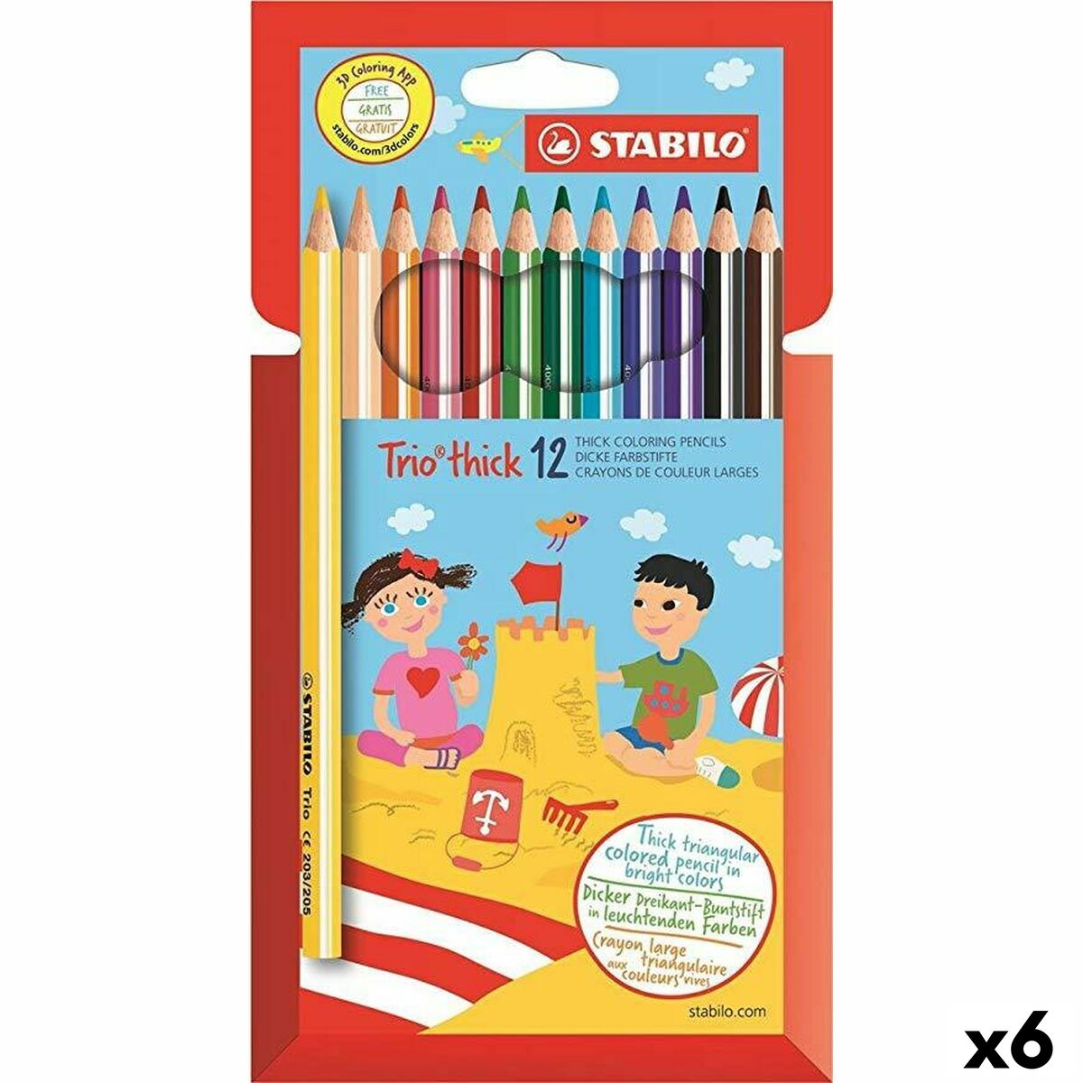 Colouring pencils Stabilo Trio Tick Multicolour (6 Units) Colouring pencils Stabilo Trio Tick Multicolour (6 Units)