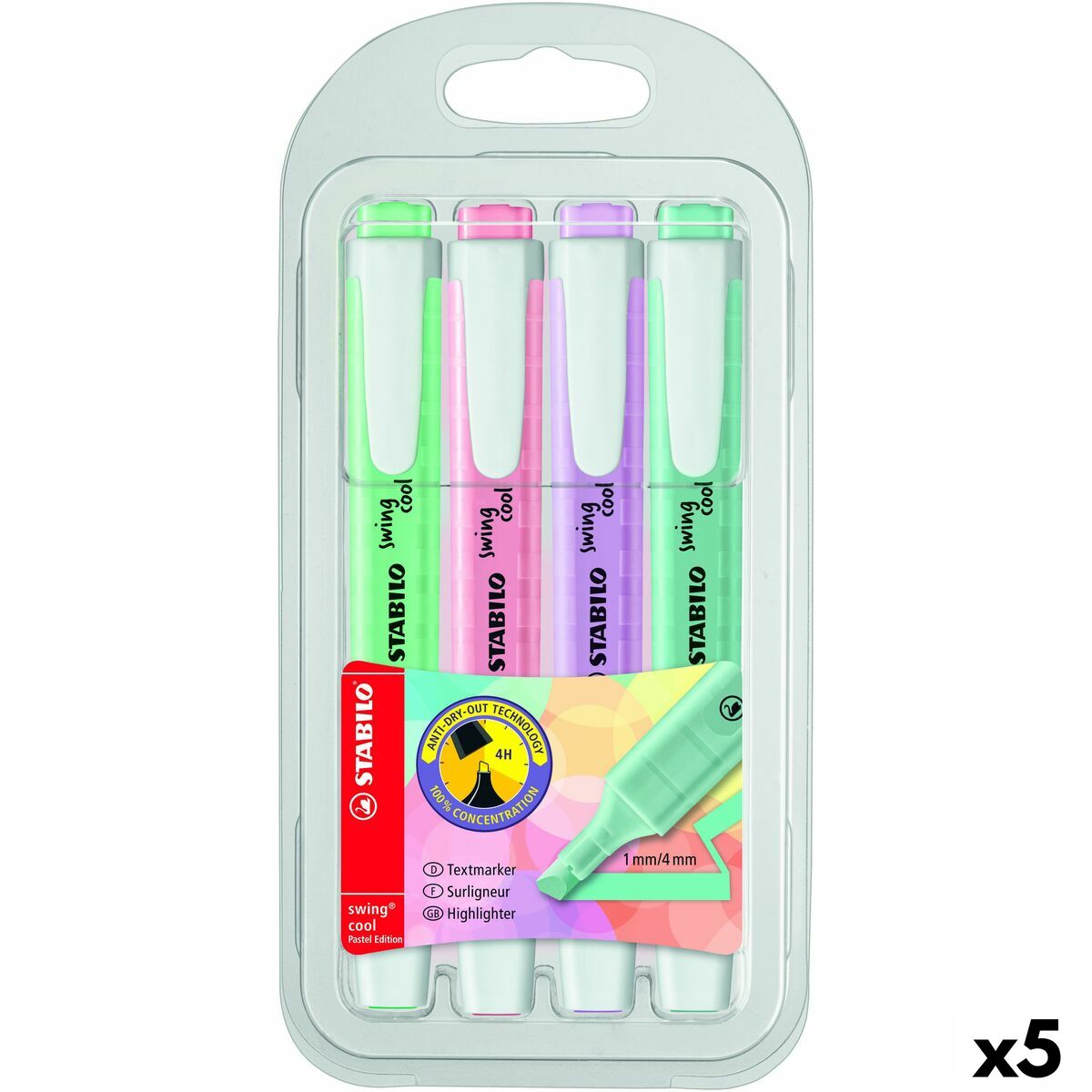 Fluorescent Marker Set Stabilo Swing Cool Pastel Multicolour (5 Units) Fluorescent Marker Set Stabilo Swing Cool Pastel Multicolour (5 Units)