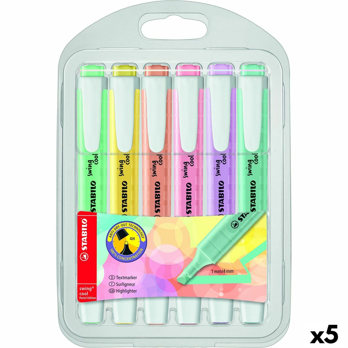 Highlighter Stabilo Swing Cool Pastel Multicolour (5 Units) Highlighter Stabilo Swing Cool Pastel Multicolour (5 Units)