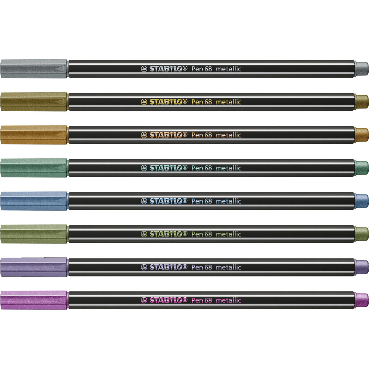 Set of Felt Tip Pens Stabilo Pen 68 metallic 8 Pieces Multicolour