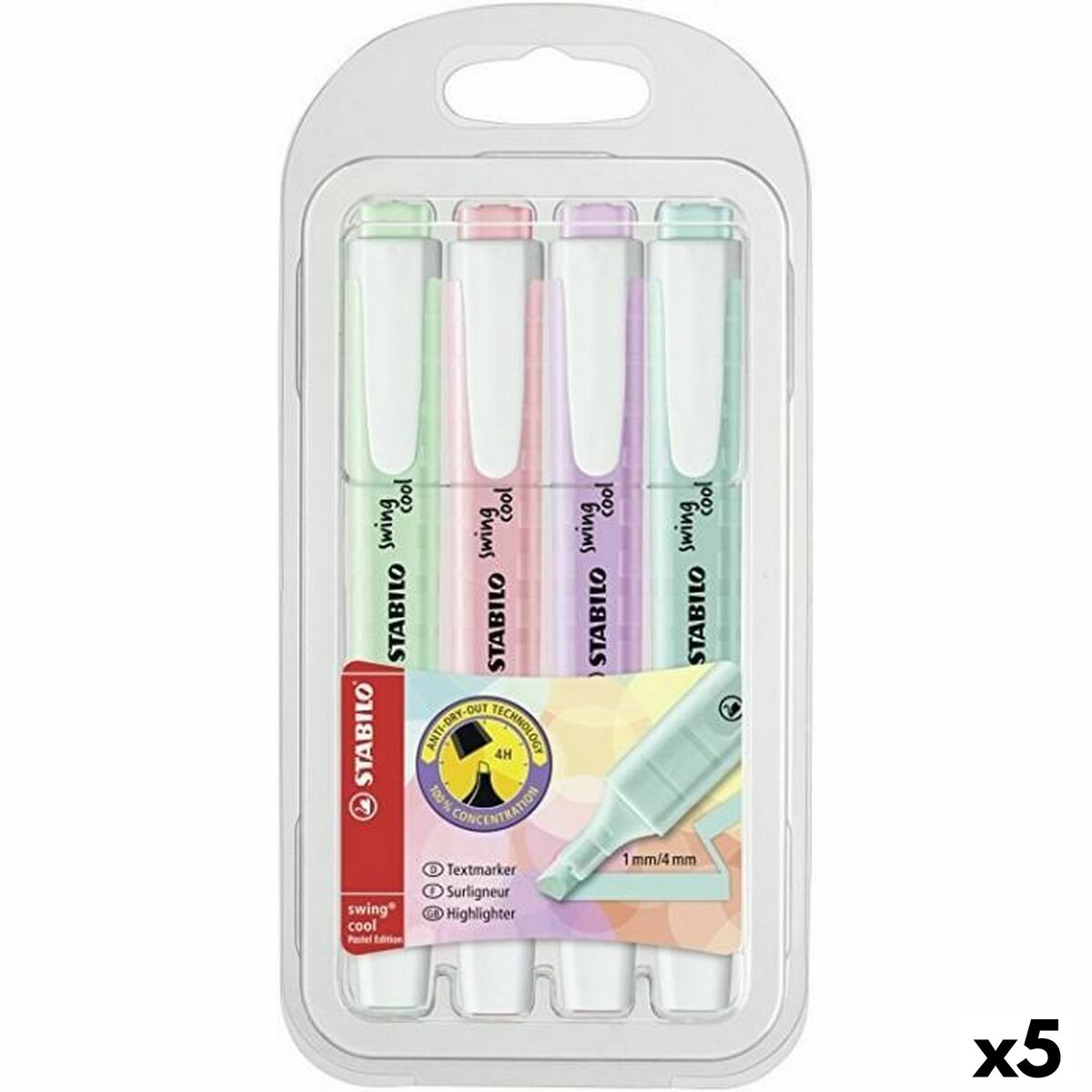 Highlighter Stabilo Swing Cool Pastel Multicolour (5 Units) Highlighter Stabilo Swing Cool Pastel Multicolour (5 Units)