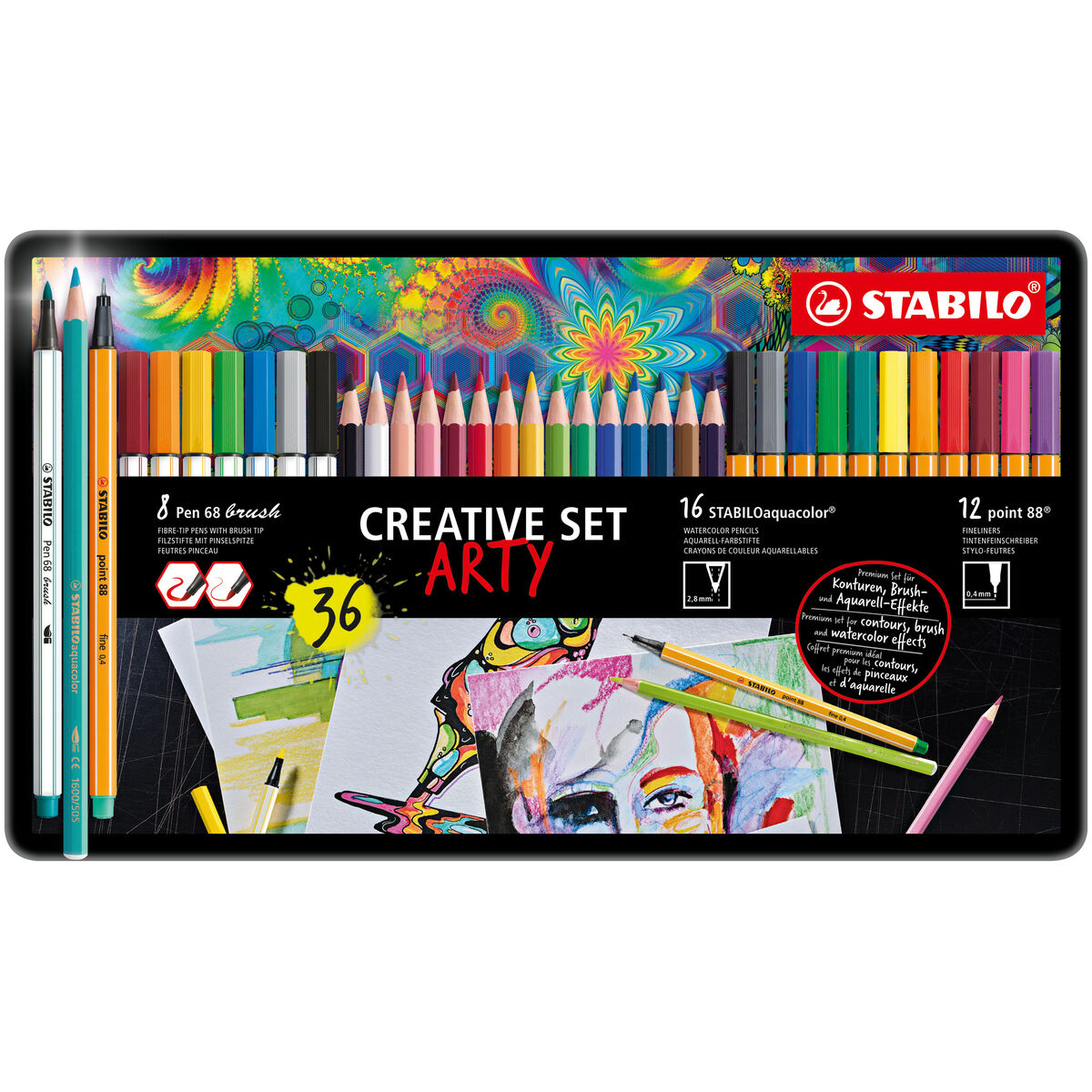 Set of Felt Tip Pens Stabilo Point 88 – Pen 68 Brusht – Aquacolor Multicolour