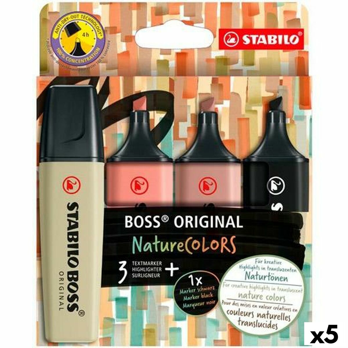 Fluorescent Marker Set Stabilo BOSS ORIGINAL NATURECOLORS Multicolour 4 Pieces (5 Units) Fluorescent Marker Set Stabilo BOSS ORIGINAL NATURECOLORS Multicolour 4 Pieces (5 Units)