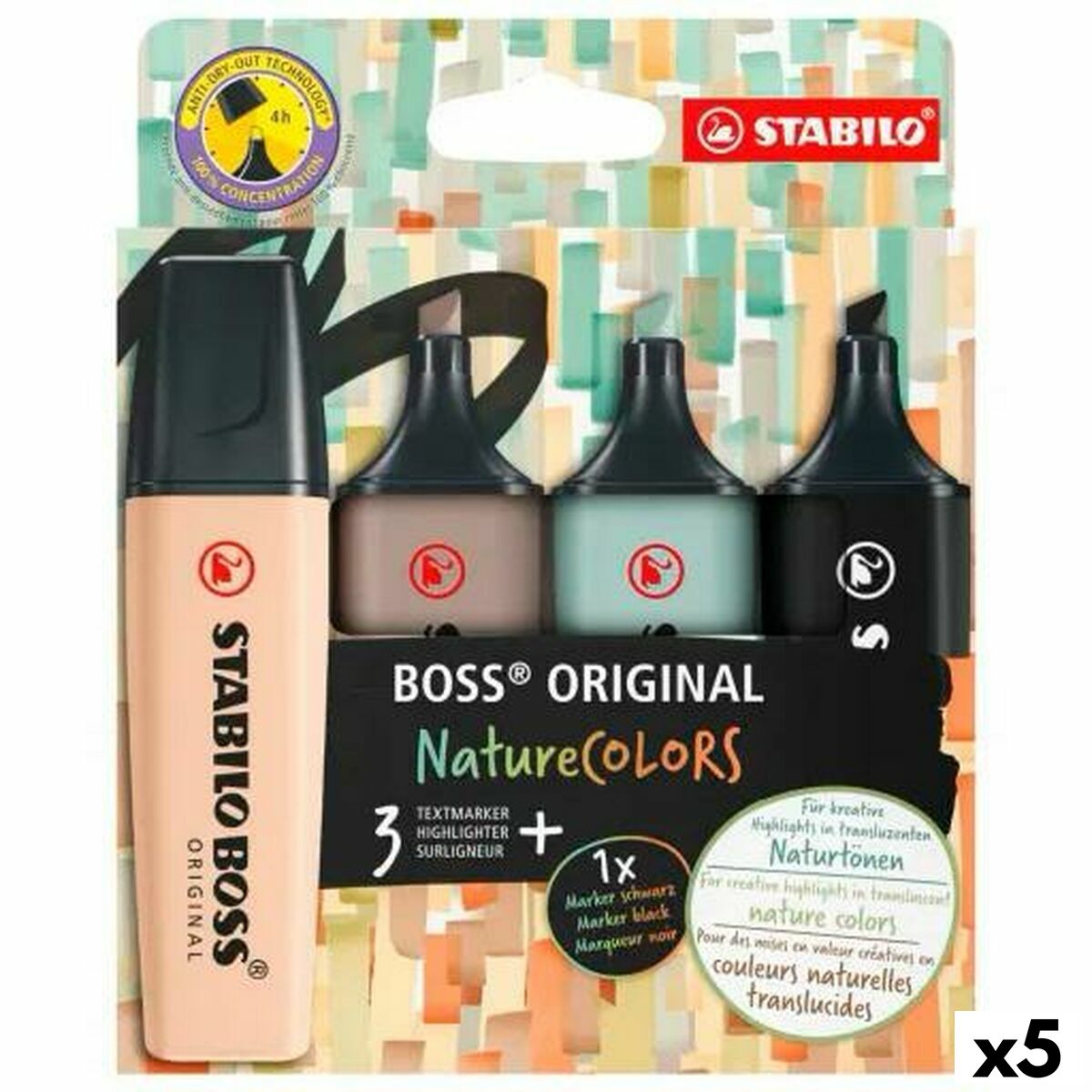 Fluorescent Marker Set Stabilo BOSS ORIGINAL NATURECOLORS Multicolour 4 Pieces (5 Units) Fluorescent Marker Set Stabilo BOSS ORIGINAL NATURECOLORS Multicolour 4 Pieces (5 Units)