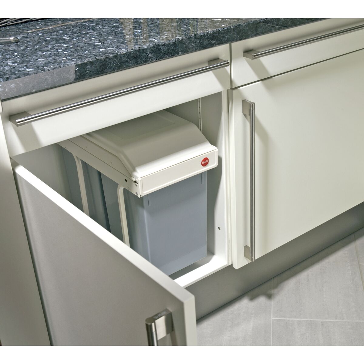 Waste bin Hailo Multi-Box duo L White Grey Cream Steel Plastic 2 drawers 14 L Integrable (2 Units)