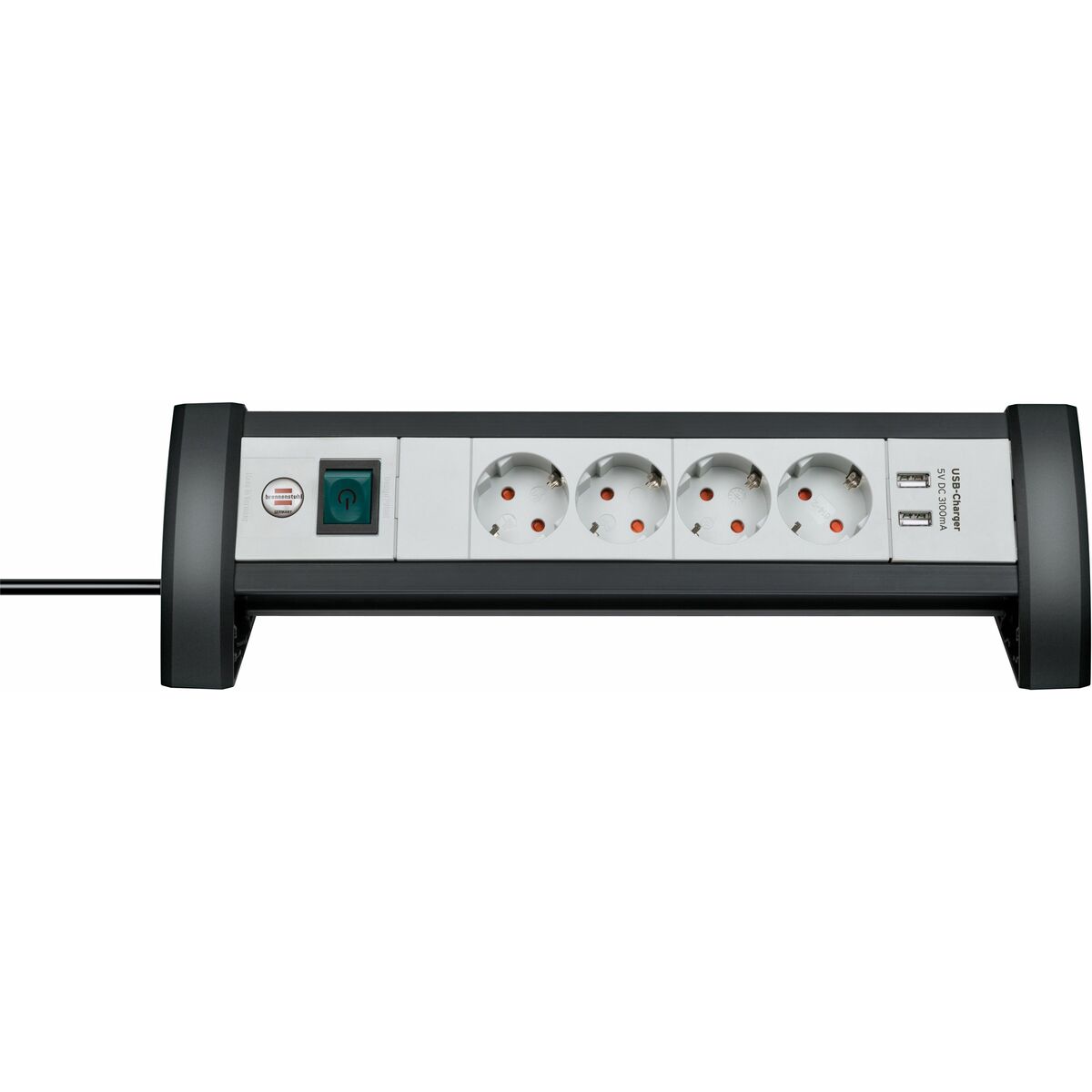4-socket plugboard with power switch Brennenstuhl Premium-Office-Line 3600 W Black USB x 2 (1,8 m)