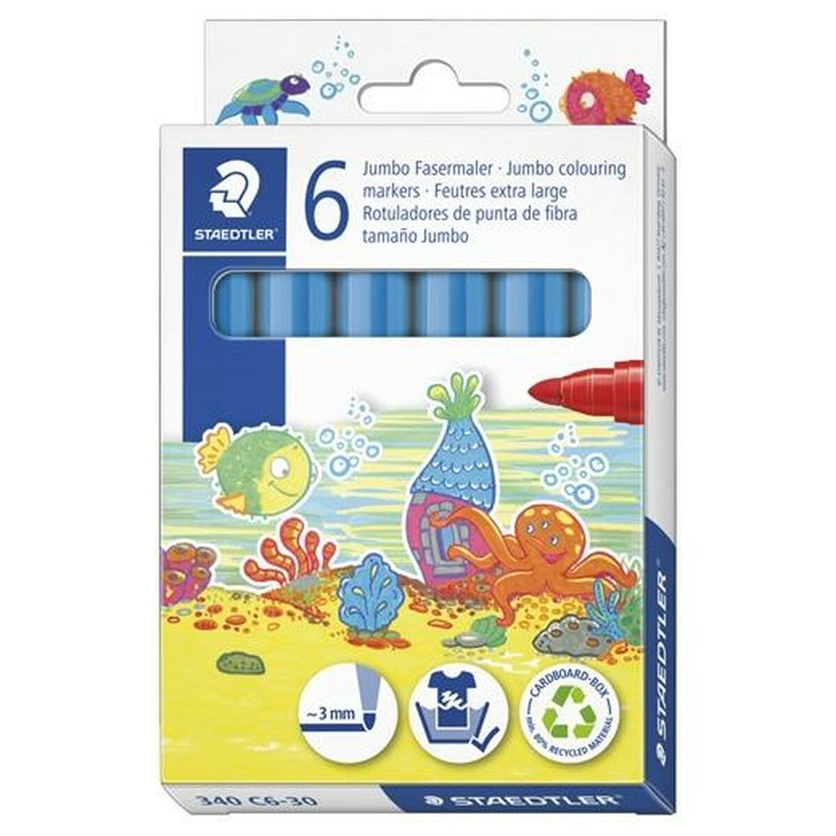 Felt-tip pens Staedtler Noris Club Blue 6 Units Felt-tip pens Staedtler Noris Club Blue 6 Units