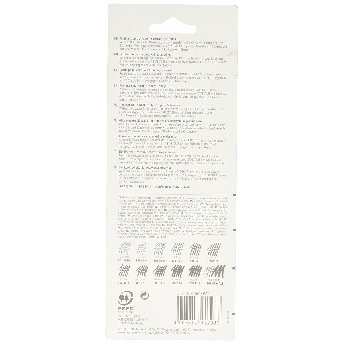 Permanent marker Staedtler 308 SBK3P2 Black (3 Pieces)