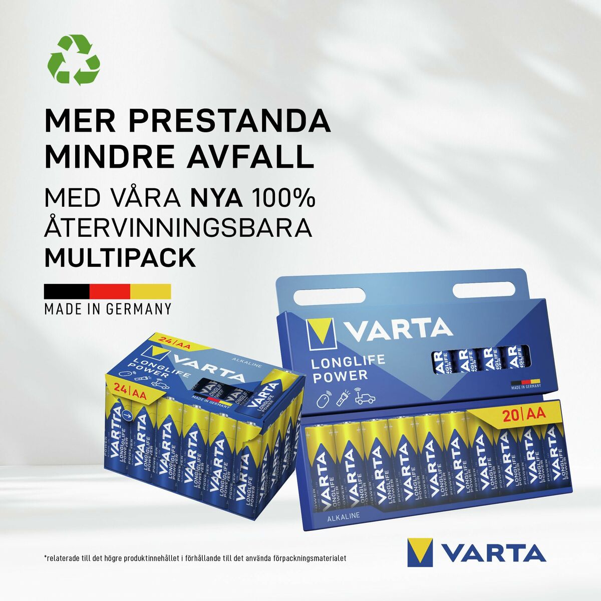 Batteries Varta alkalina longlife power aa – lr06 1,5 V AA LR06 (24 Pieces) (24 Units)