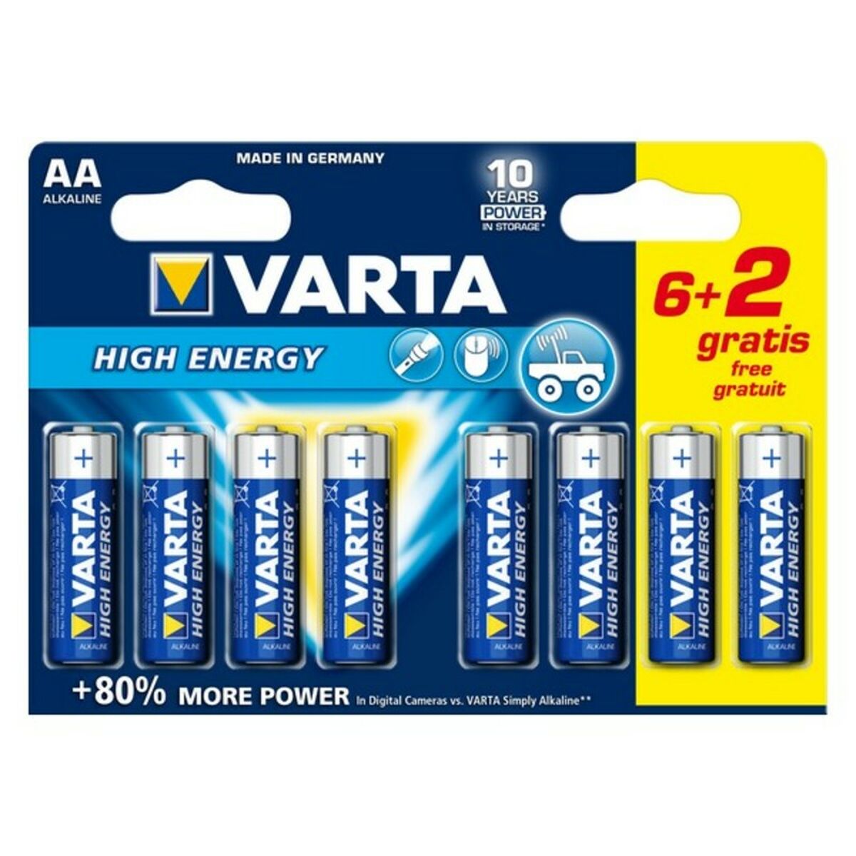 Alkaline Battery Varta LR6 AA 1,5V High Energy (8 pcs) Alkaline Battery Varta LR6 AA 1,5V High Energy (8 pcs)