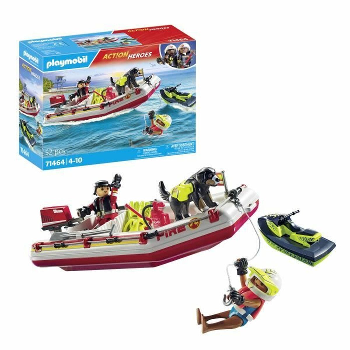 Playset Playmobil Action Heroes – Fireboat and Water Scooter 71464 52 Pieces