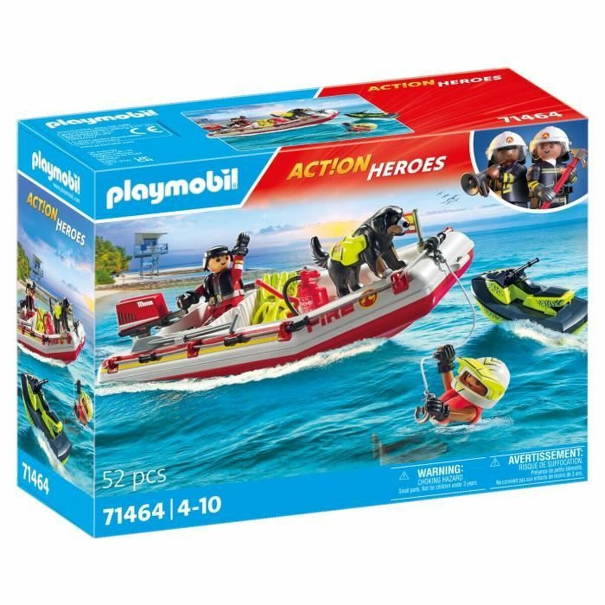 Playset Playmobil Action Heroes – Fireboat and Water Scooter 71464 52 Pieces