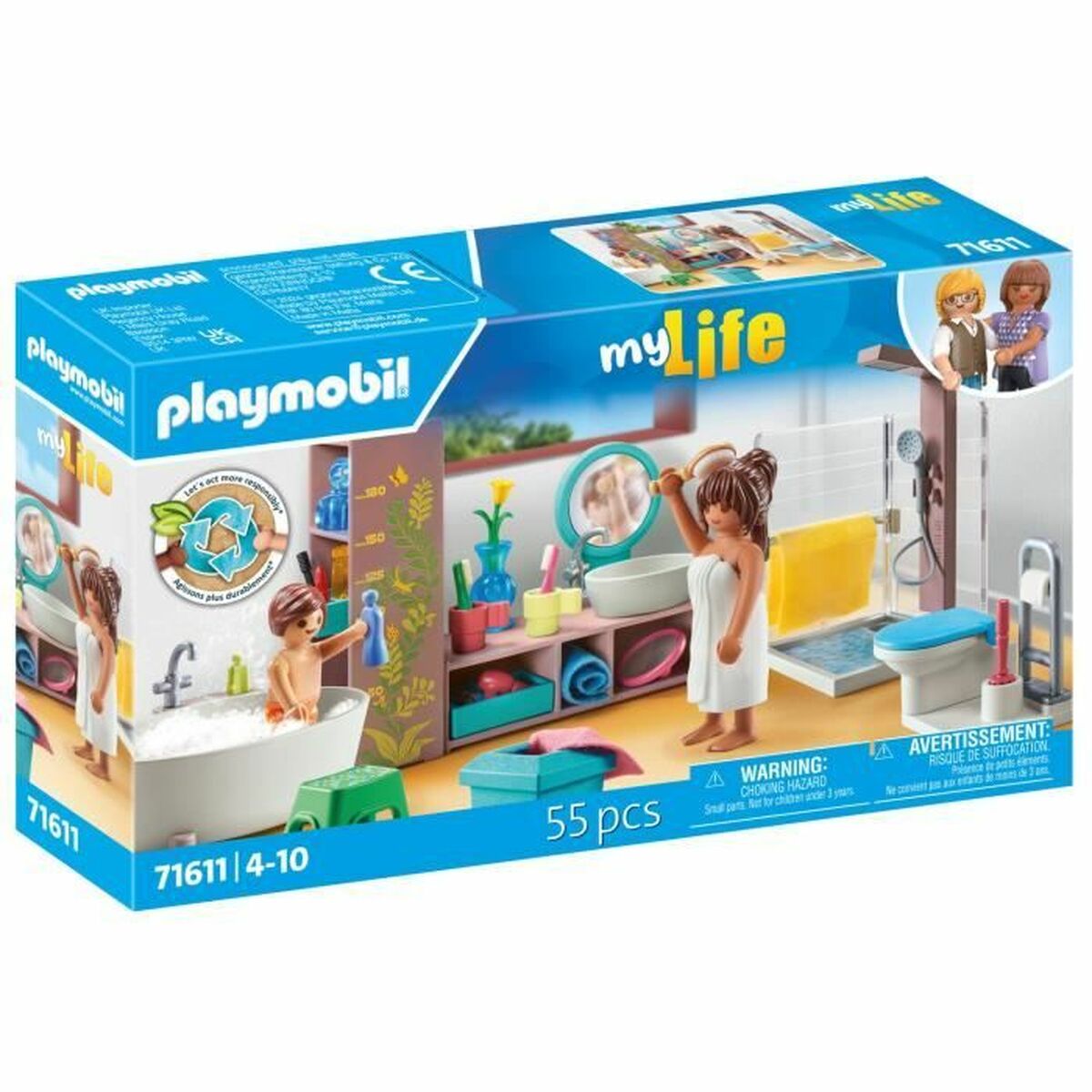 Playset Playmobil 71611 – Bathroom bathtub 55 Pieces