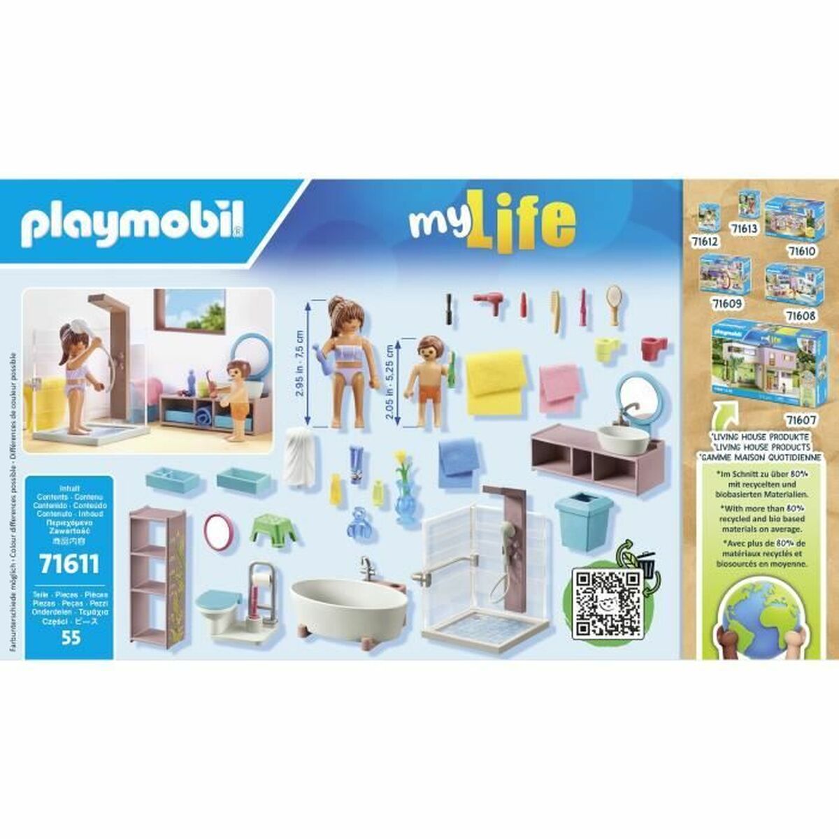 Playset Playmobil 71611 – Bathroom bathtub 55 Pieces