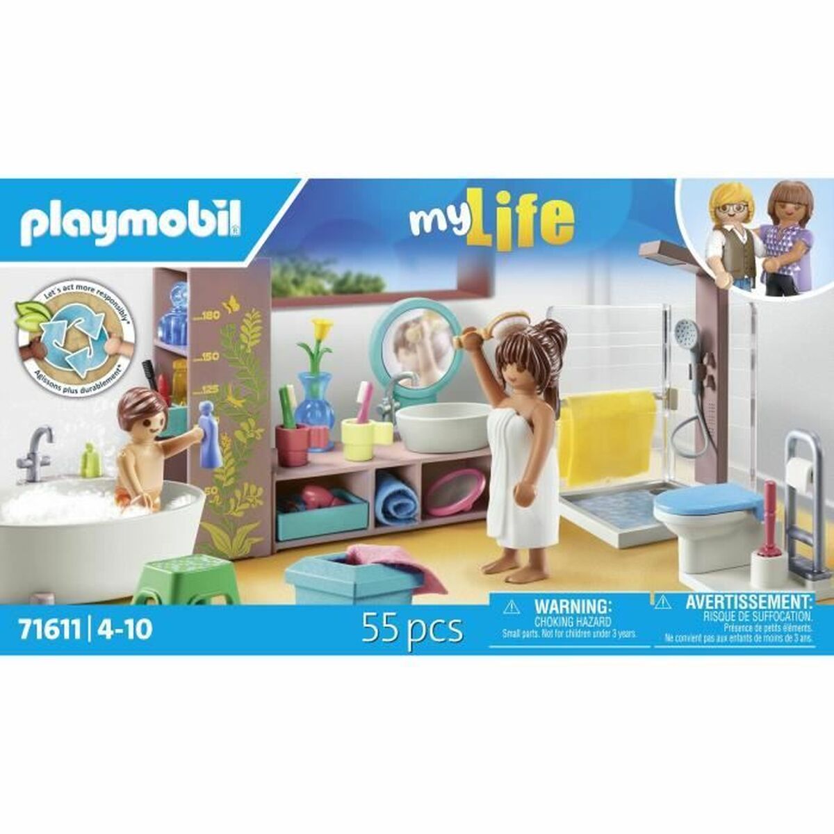 Playset Playmobil 71611 – Bathroom bathtub 55 Pieces