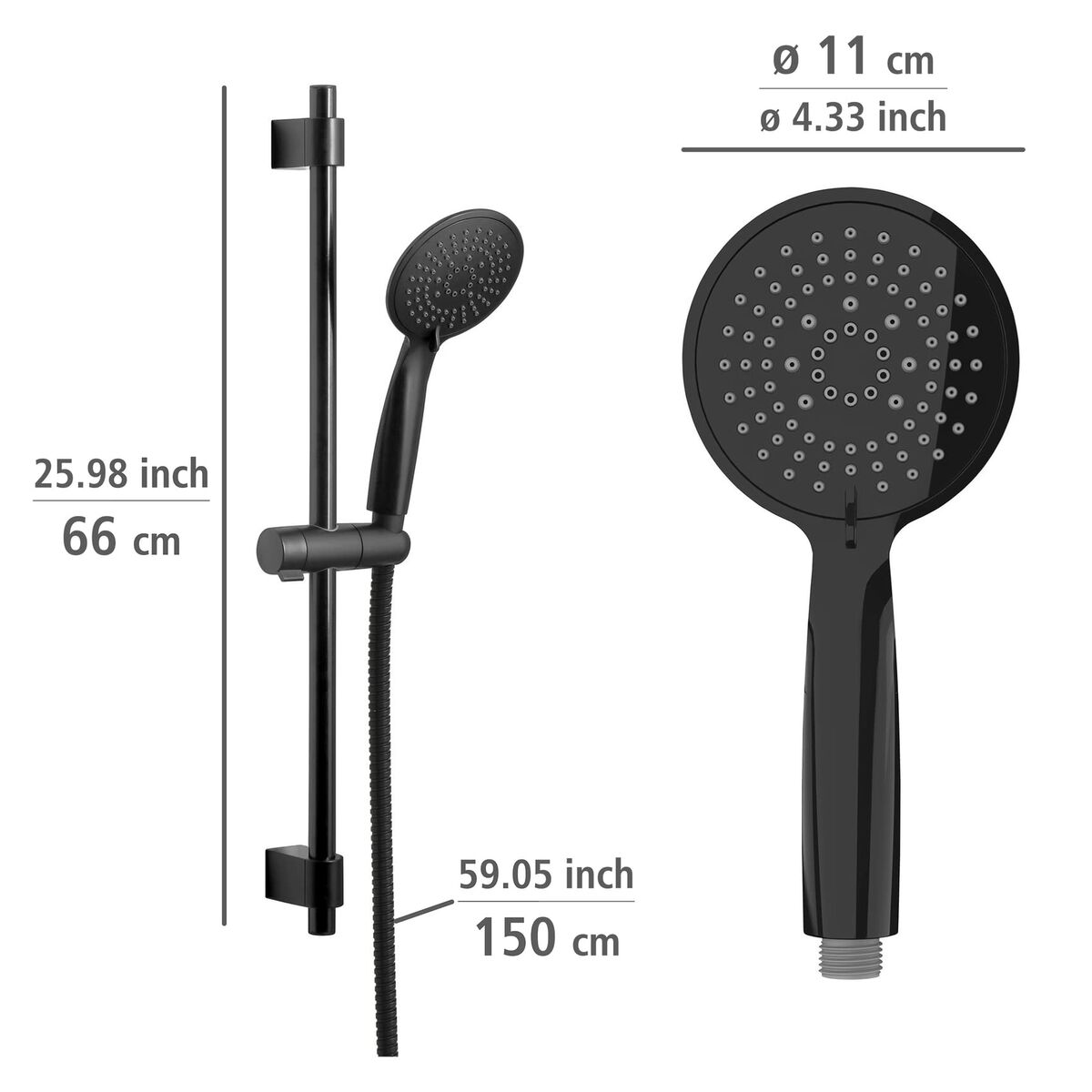 Shower Set Wenko Young Line 25451100 Matte back Stainless steel Ã 19 mm 66 cm