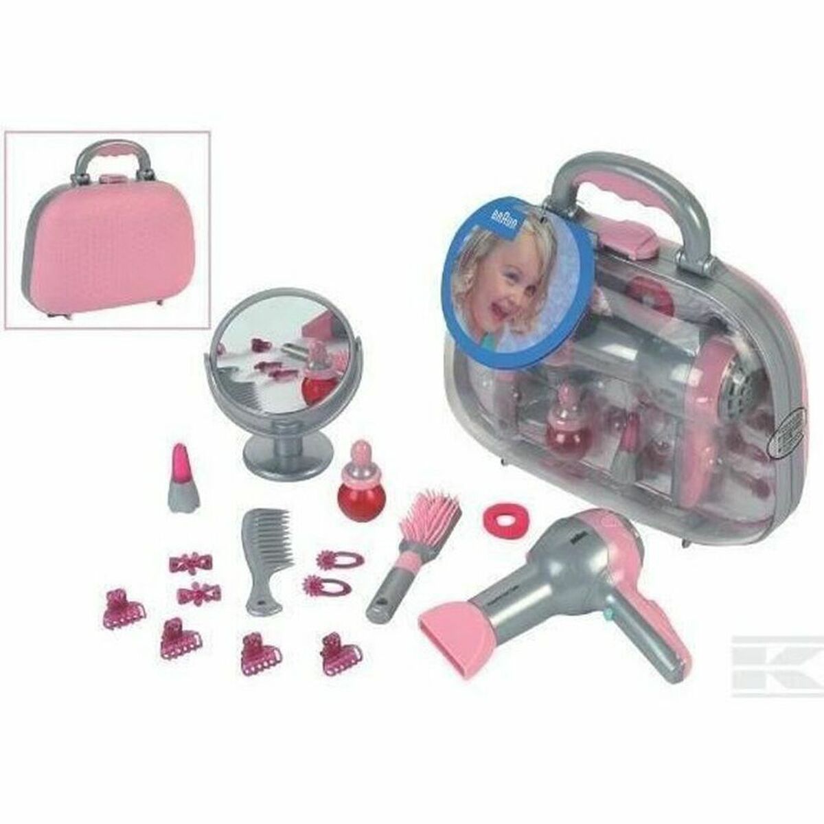 Child’s Hairedressing Set Klein Braun Pink Grey
