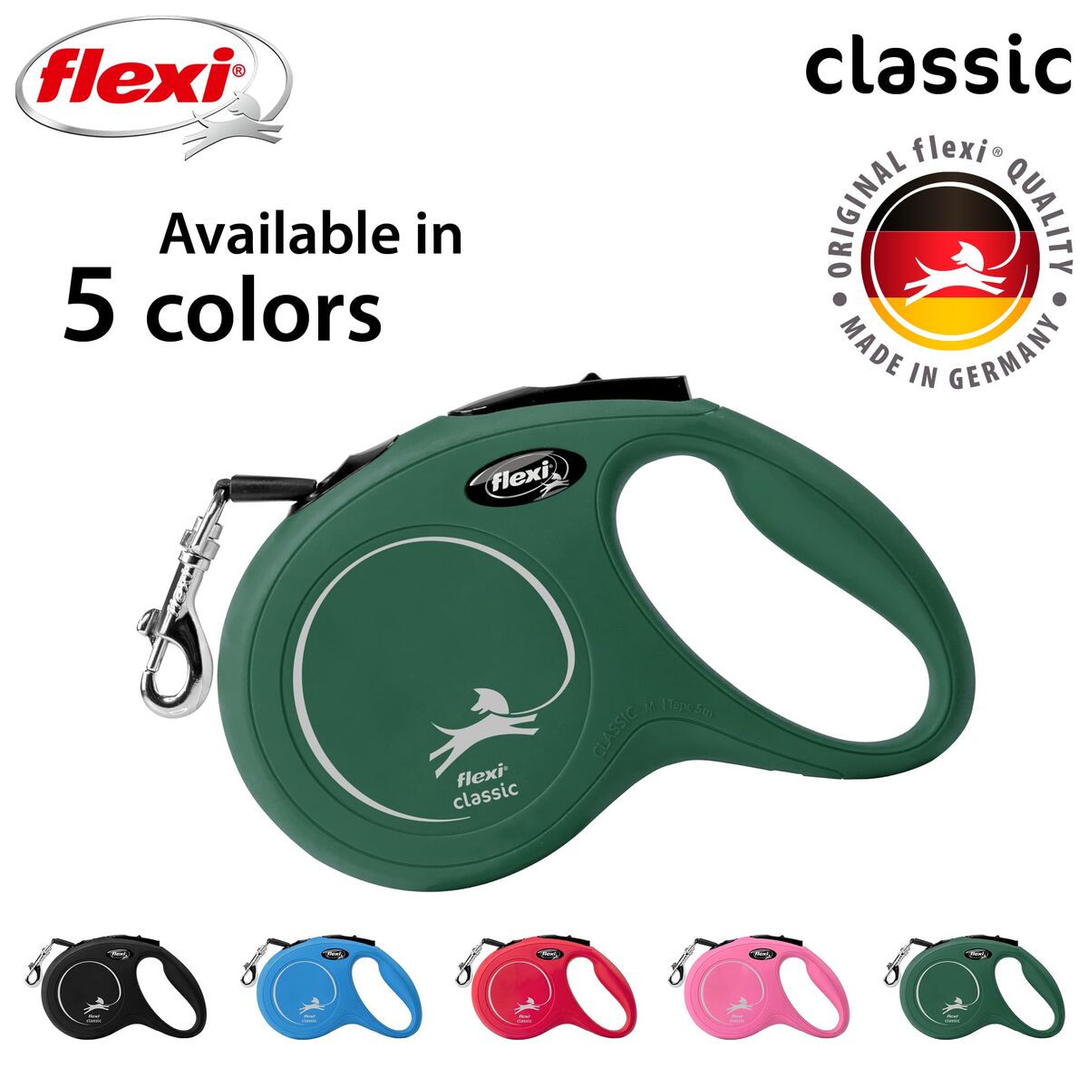 Dog Lead Flexi Green M