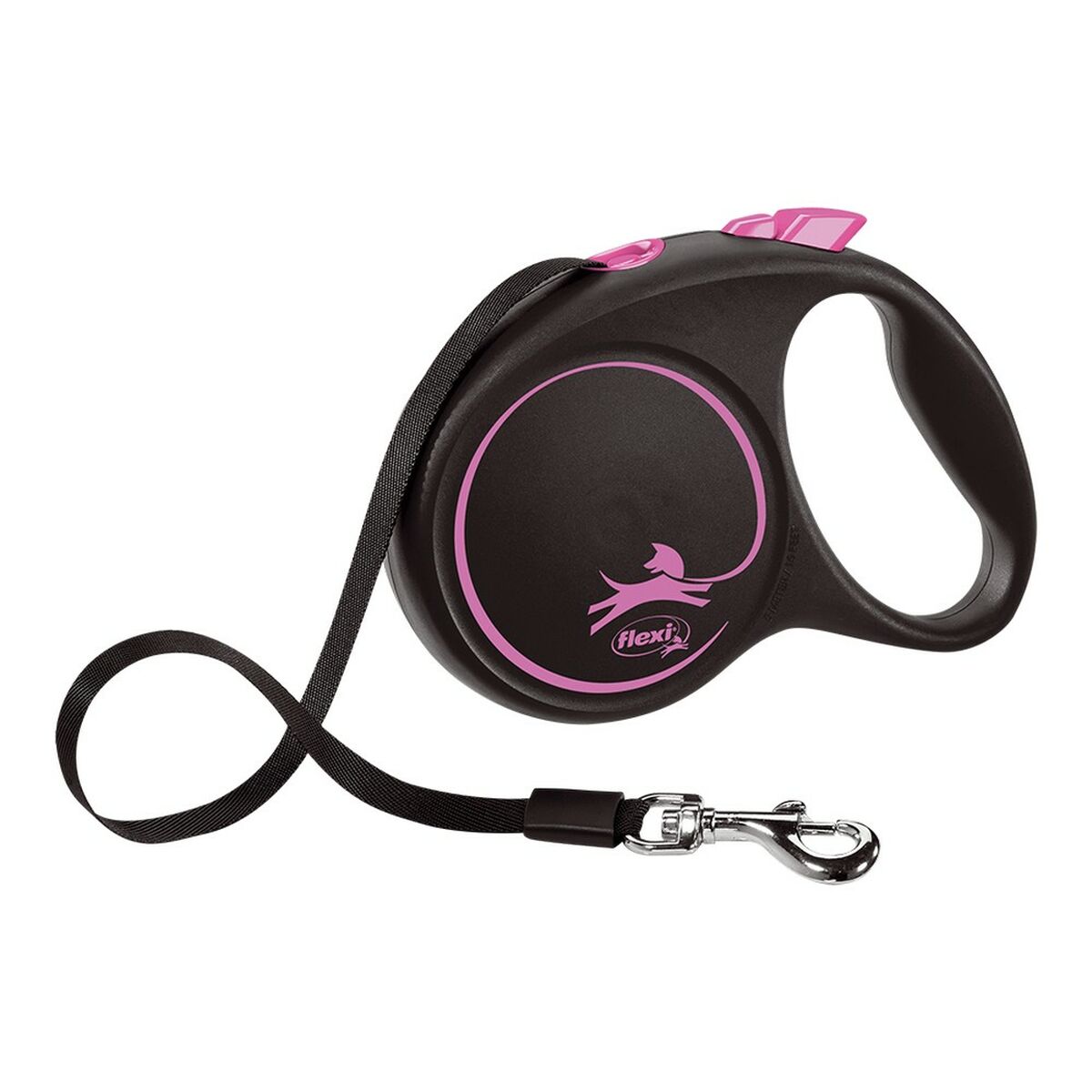 Dog Lead Flexi BLACK DESIGN Black Pink S Dog Lead Flexi BLACK DESIGN Black Pink S