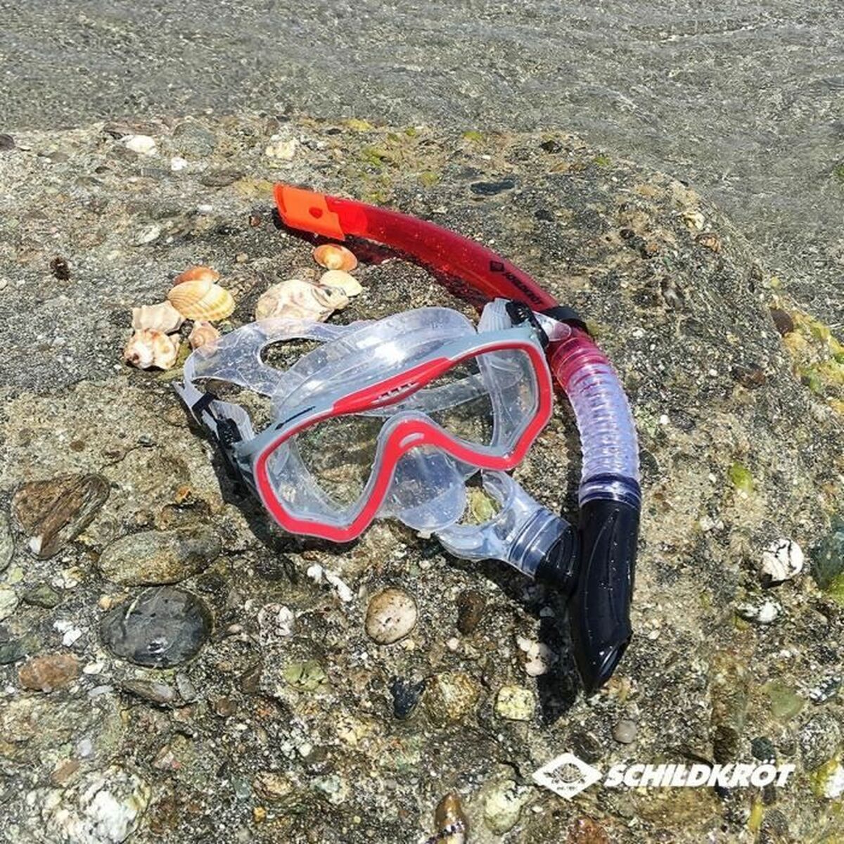 Snorkel Goggles and Tube Schildkrt Red Grey One size