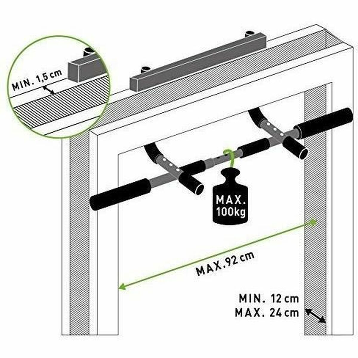 Pull-up Bar Schildkrt Black Metal Steel Iron ABS TPE Foam EVA