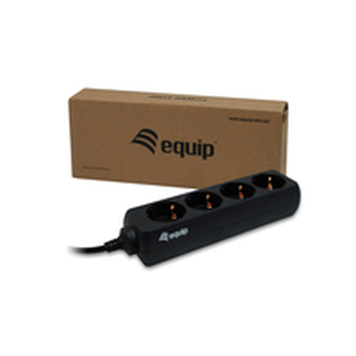 4-socket plugboard without power switch Equip 333281 Black 1,1 m