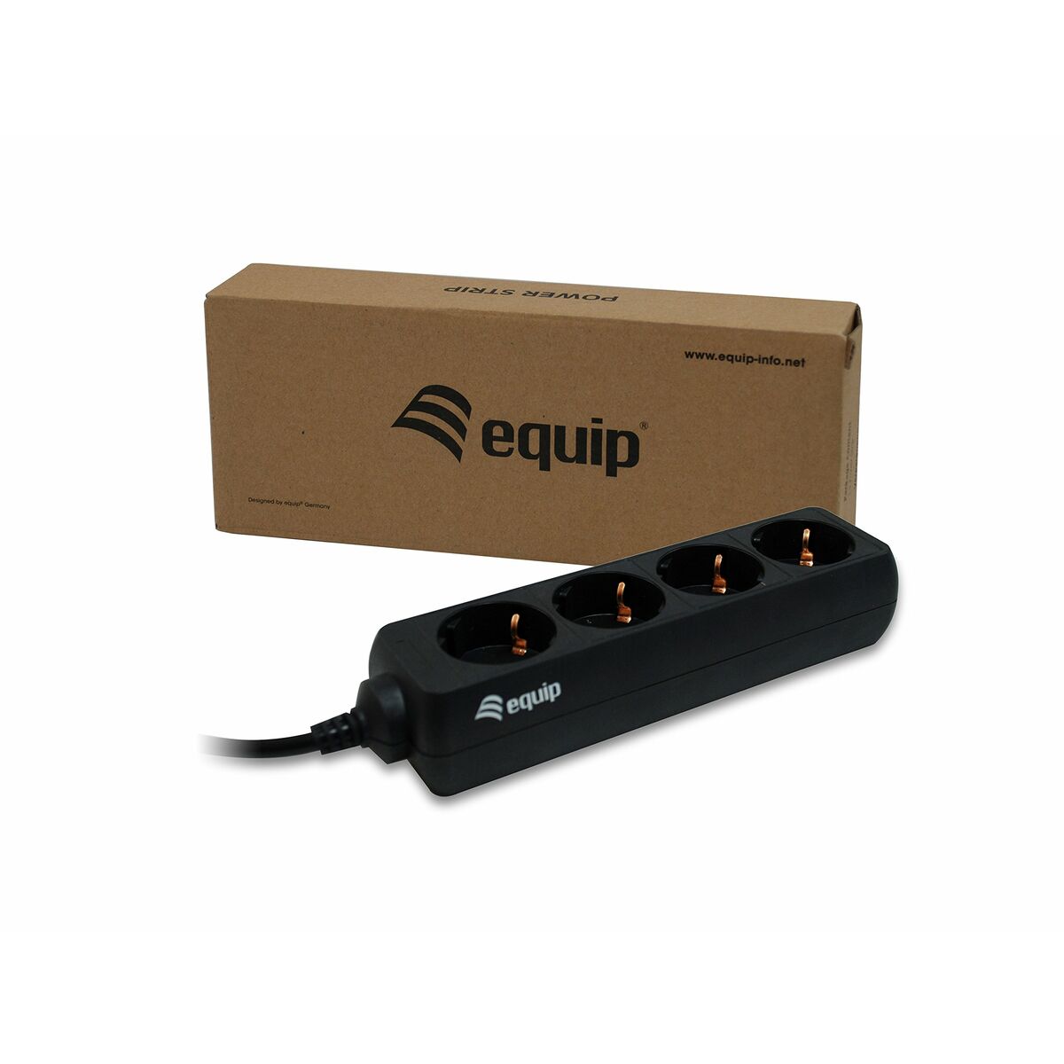 4-socket plugboard without power switch Equip 333281 Black 1,1 m