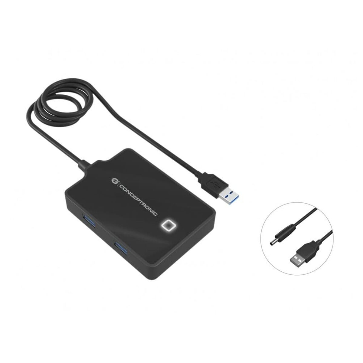 USB Hub Conceptronic 110517107101 Black 90 cm (1 Unit)