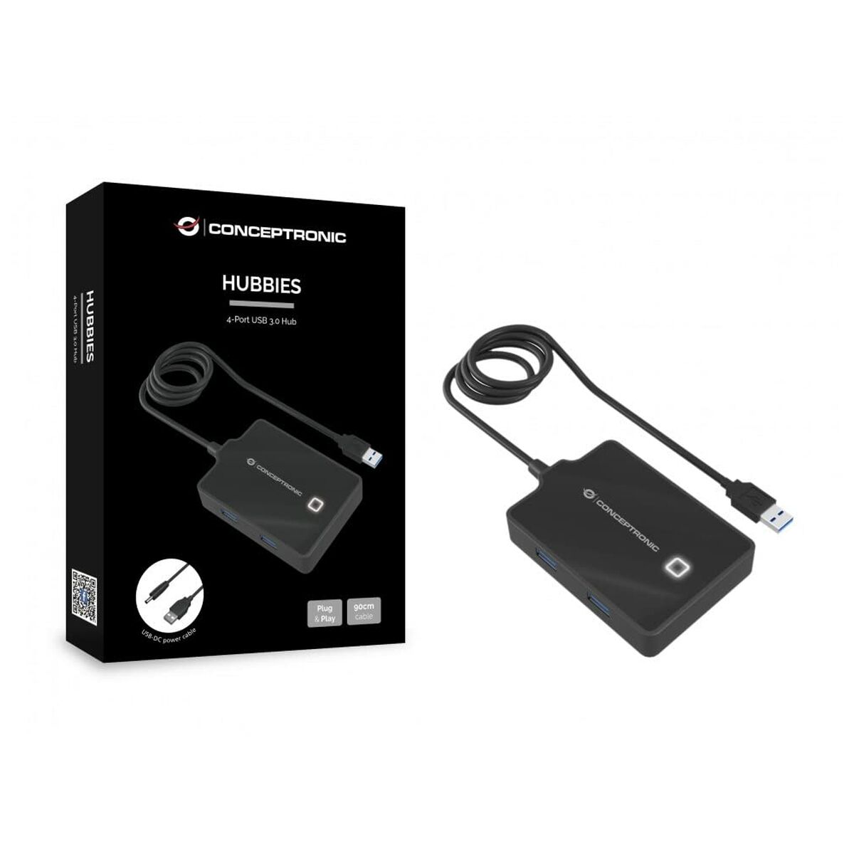 USB Hub Conceptronic 110517107101 Black 90 cm (1 Unit)