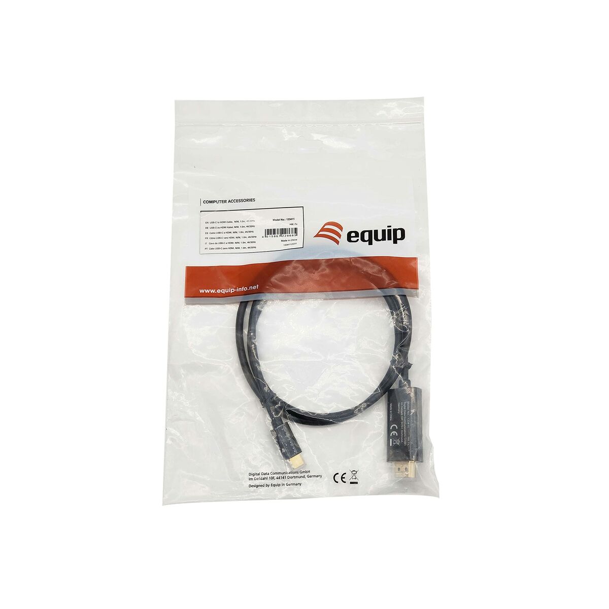 USB-C to HDMI Cable Equip 13341107101 Black 1 m