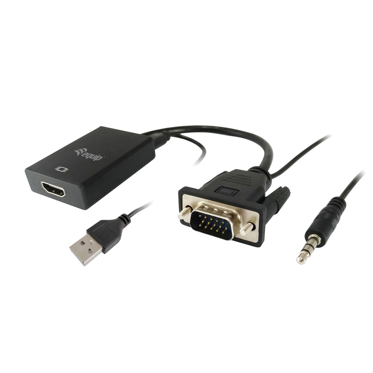 VGA to HDMI Adapter with Audio Equip 119038 Black 20 cm