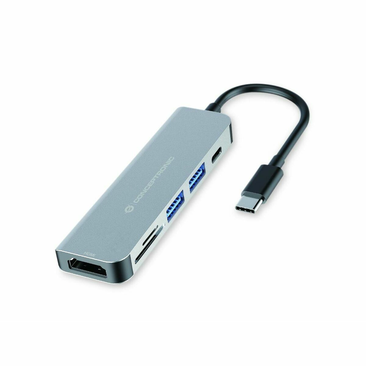 USB Hub Conceptronic 6 in 1 Grey Aluminium USB Hub Conceptronic 6 in 1 Grey Aluminium