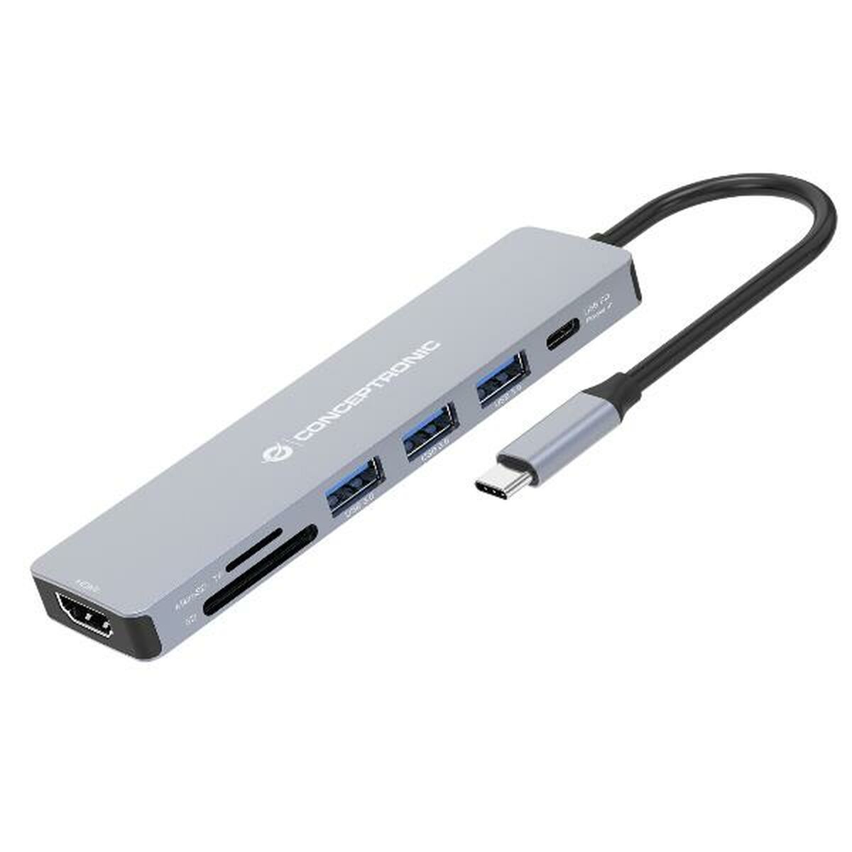 USB Hub Conceptronic 110519207101 Grey 100 W USB Hub Conceptronic 110519207101 Grey 100 W