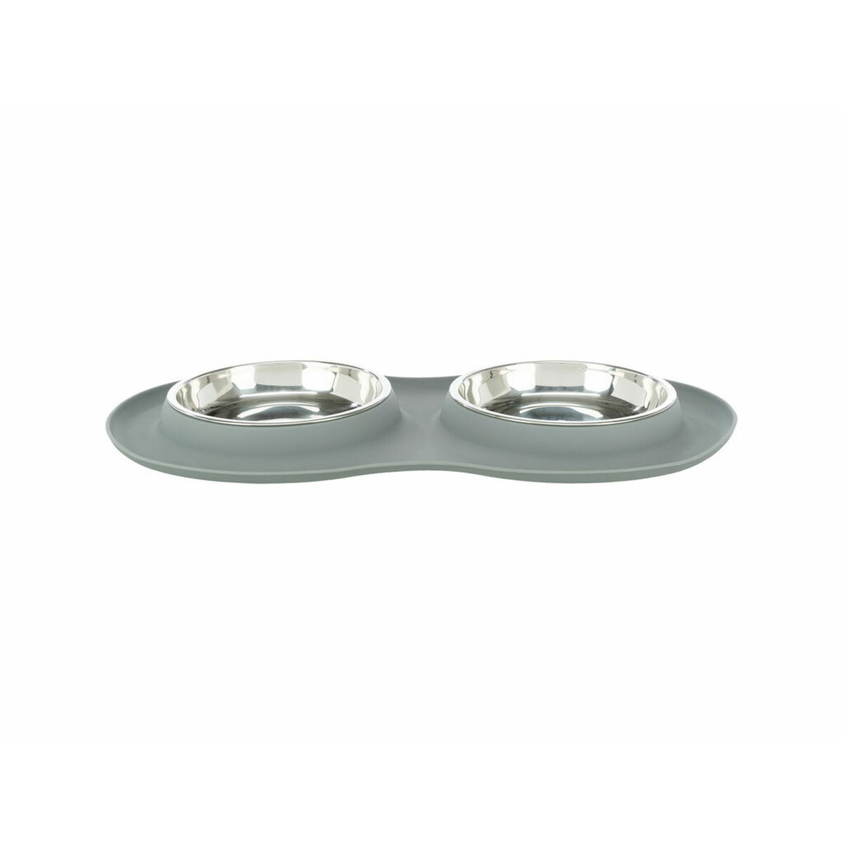 Dog Feeder Trixie Grey Stainless steel Ø 16 cm Double 2 × 0,3 L 47 × 3 × 26 CM