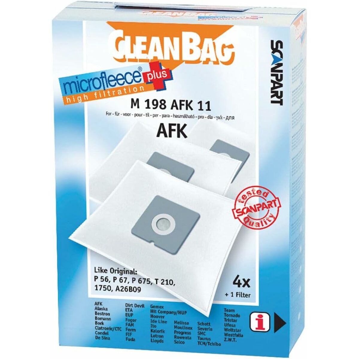 Replacement Bag for Vacuum Cleaner Scanpart M 198 AFK 11 AFK BORK 4UD Replacement Bag for Vacuum Cleaner Scanpart M 198 AFK 11 AFK BORK 4UD