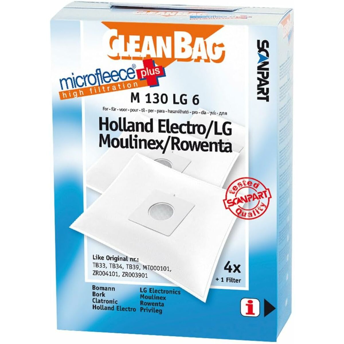 Replacement Bag for Vacuum Cleaner Scanpart M 130 LG 6 LG 4UD