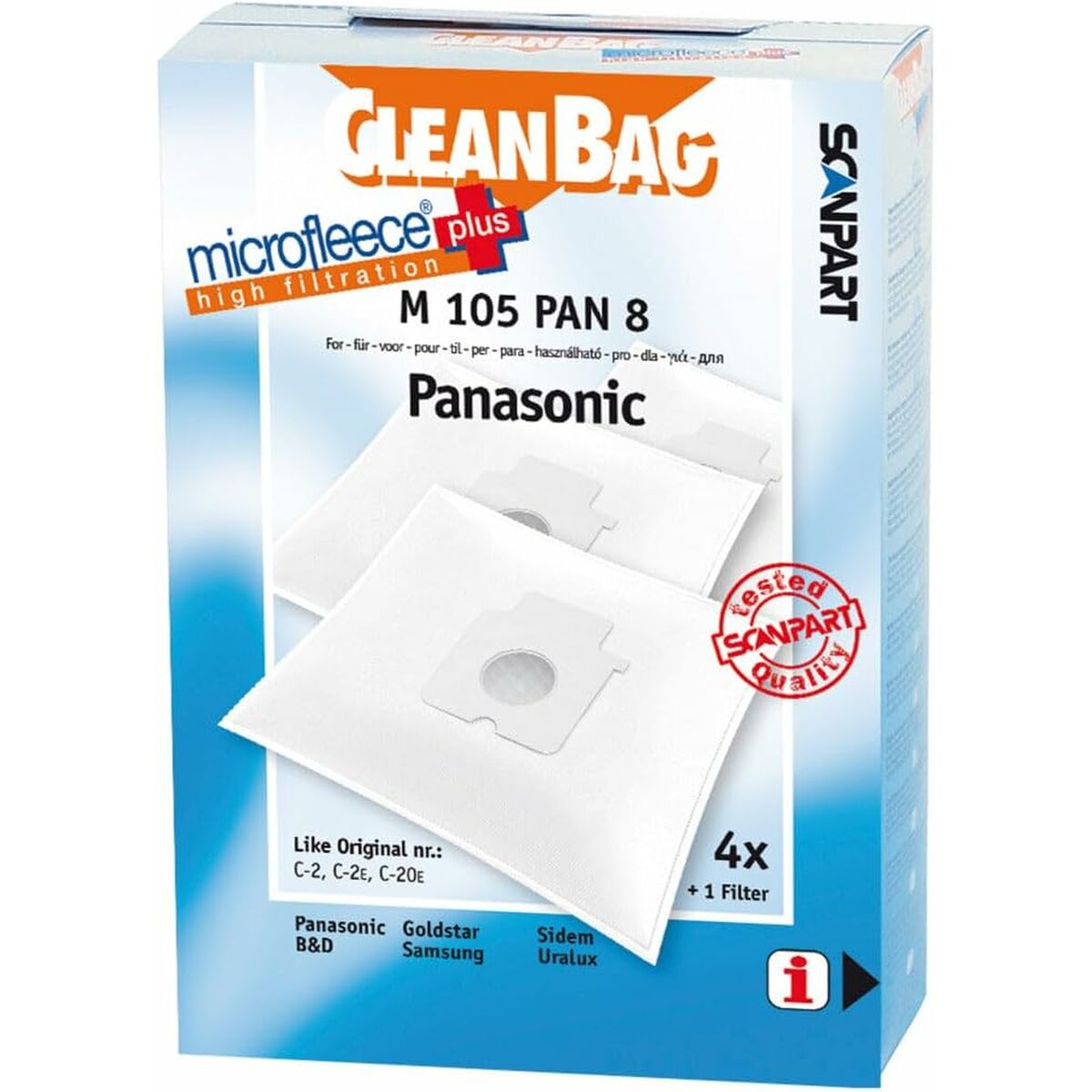 Replacement Bag for Vacuum Cleaner Scanpart M 105 PAN 8 Replacement Bag for Vacuum Cleaner Scanpart M 105 PAN 8