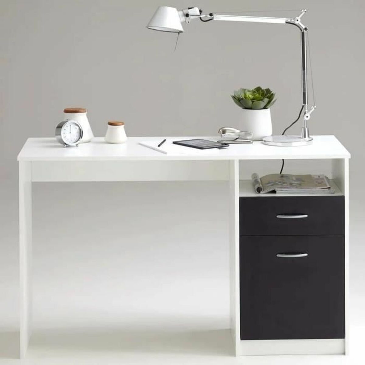 Desk FMD JACKSON White Black 123 x 76,5 x 50 cm Wood