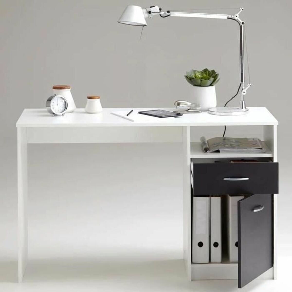 Desk FMD JACKSON White Black 123 x 76,5 x 50 cm Wood
