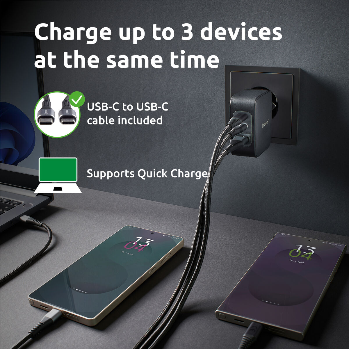 Wall Charger INTENSO GaN W100ACC Black 100 W