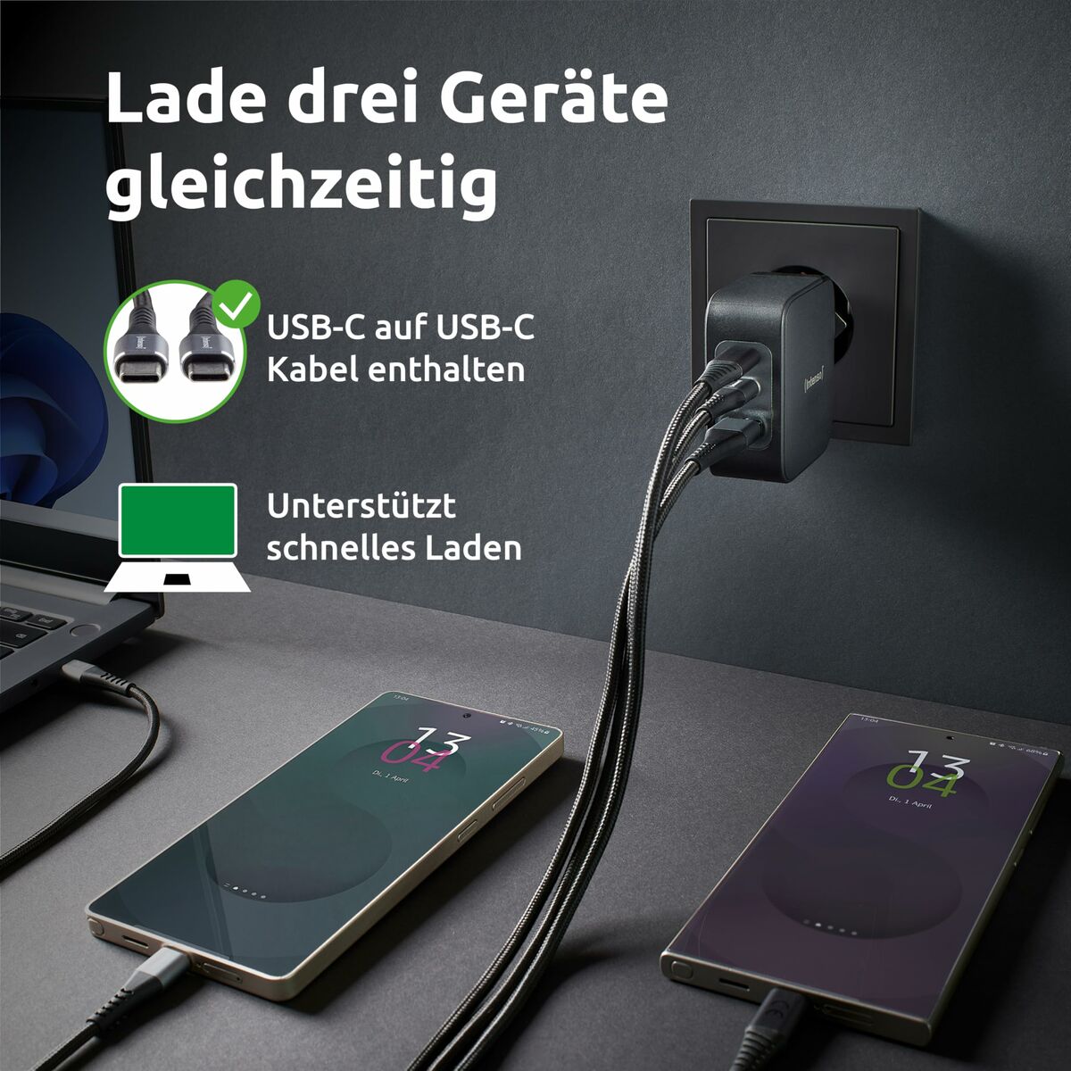 Wall Charger INTENSO GaN W100ACC Black 100 W